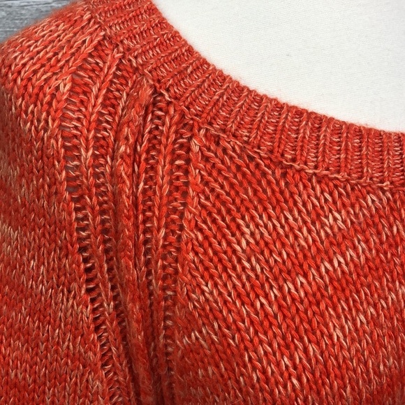 Heather by Bordeaux Nordstrom Medium Orange Knit Sweater Scoop Neck Long - Picture 5 of 8